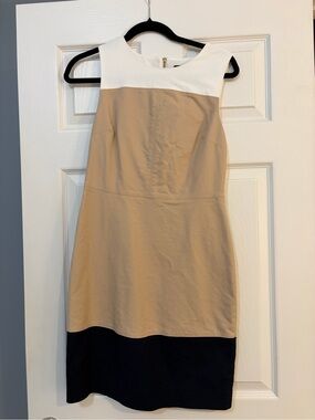 The Limited White, Tan & Navy Midi Sheath Dress